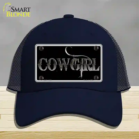 Cowgirl Black Novelty License Plate Hat Mesh / Navy