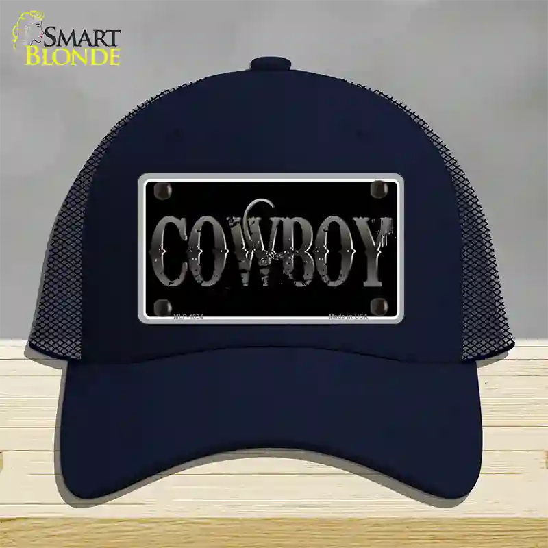 Cowboy Black Novelty License Plate Hat Mesh / Navy