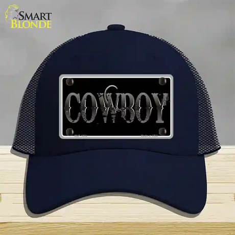 Cowboy Black Novelty License Plate Hat Mesh / Navy