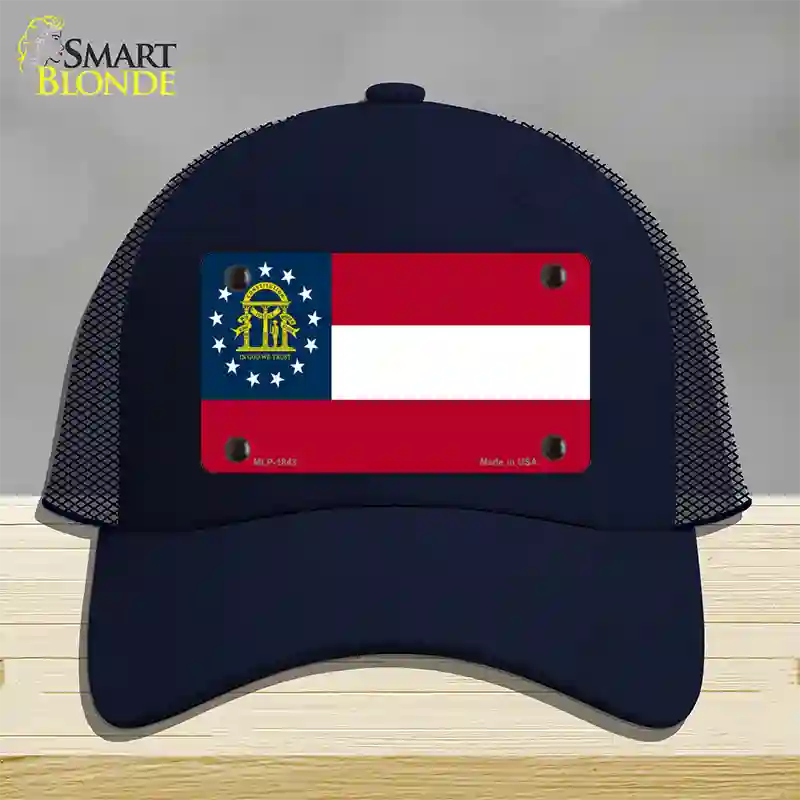 Georgia State Flag Novelty License Plate Hat Mesh / Navy