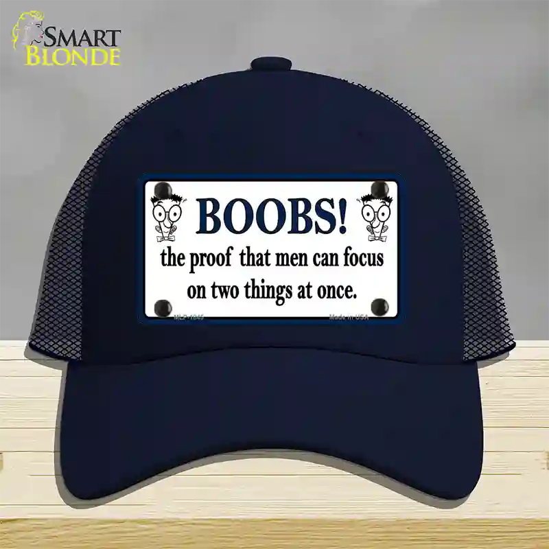 Boobs Proof Novelty License Plate Hat Mesh / Navy