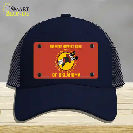 Absentee Shawnee Tribe Flag Novelty License Plate Hat Mesh / Navy