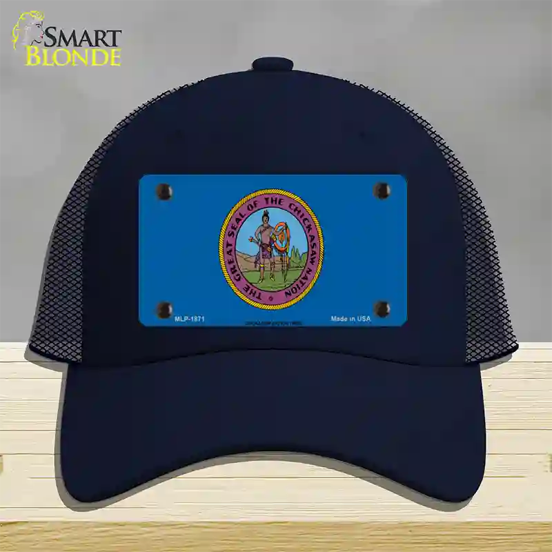 Chickasaw Nation Flag Novelty License Plate Hat Mesh / Navy