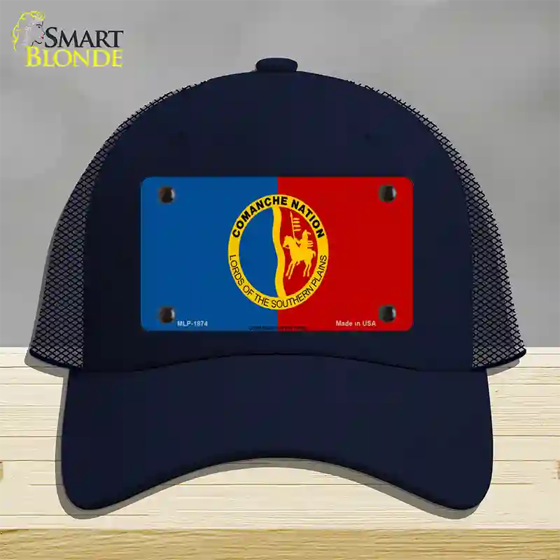 Comanche Nation Flag Novelty License Plate Hat Mesh / Navy