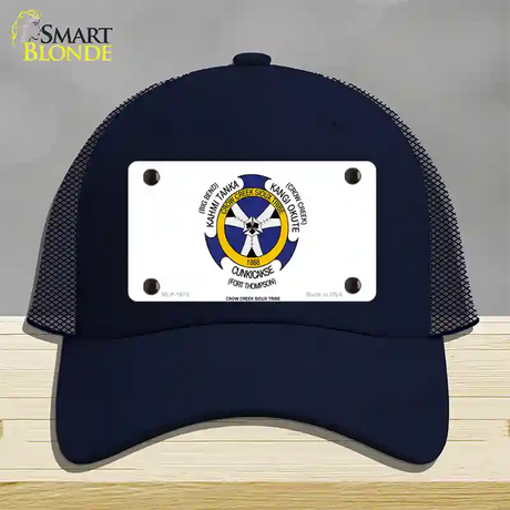 Crow Creek Sioux Tribe Flag Novelty License Plate Hat Mesh / Navy