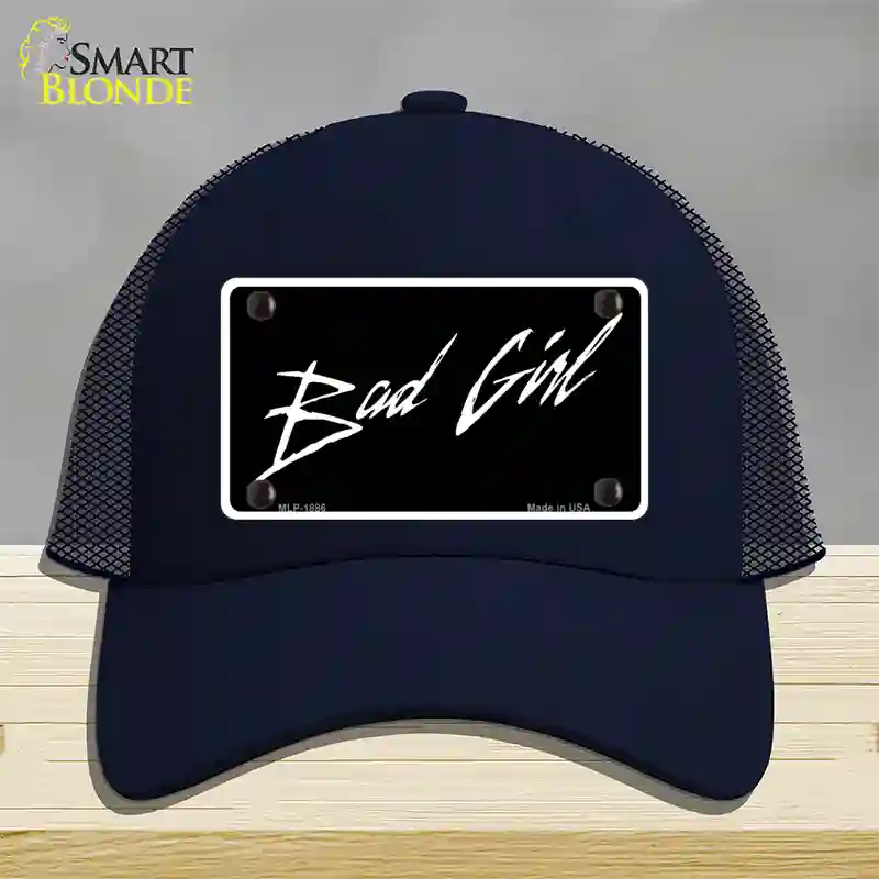 Bad Girl Novelty License Plate Hat Mesh / Navy