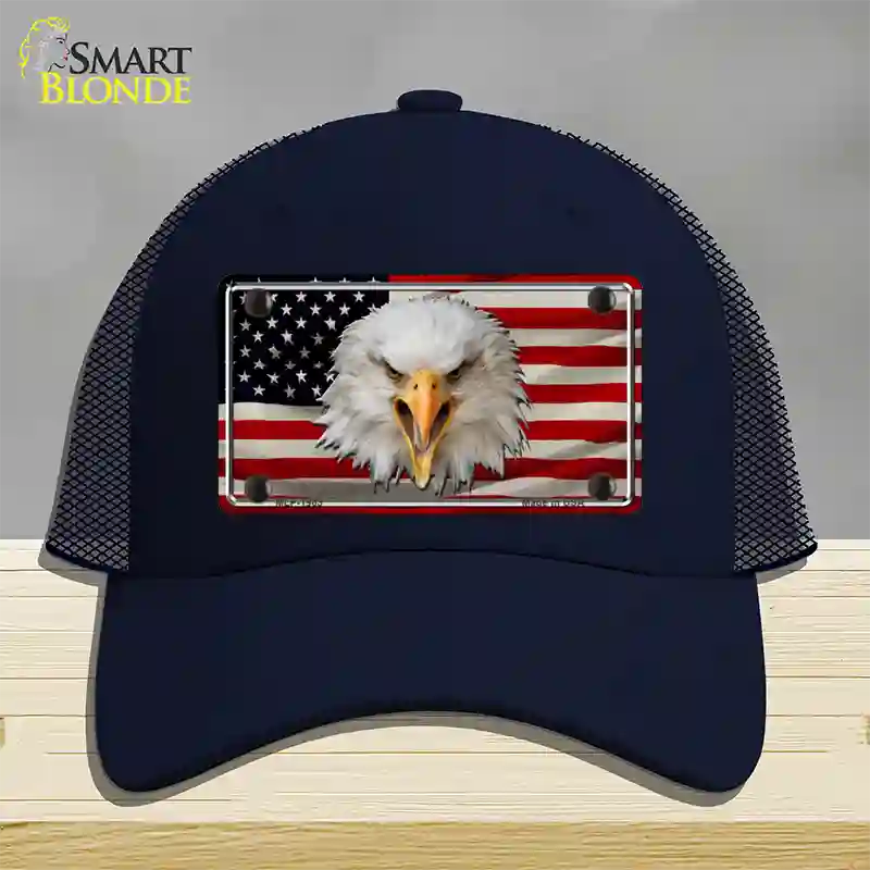 USA Eagle Novelty License Plate Hat Mesh / Navy