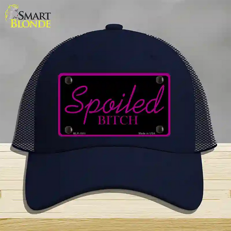 Spoiled Bitch Novelty License Plate Hat Mesh / Navy