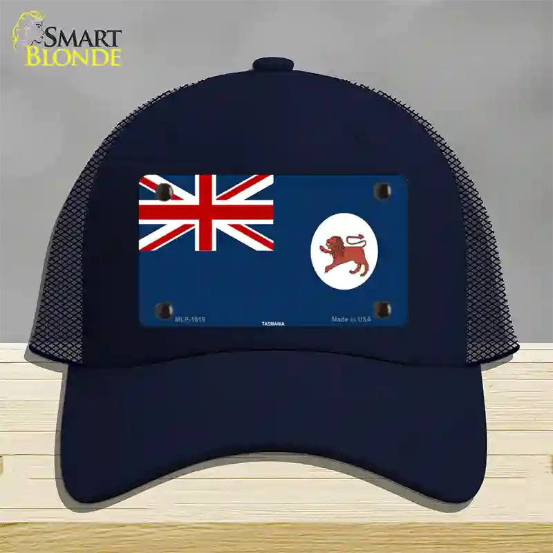 Tasmania Flag Novelty License Plate Hat Mesh / Navy