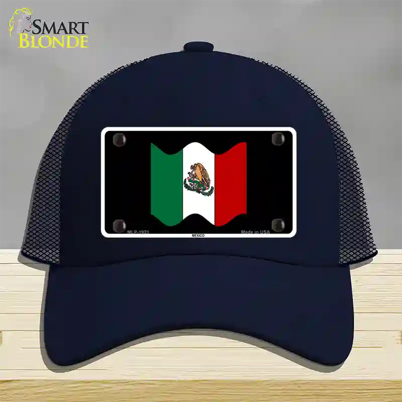 Mexico Waving Flag Novelty License Plate Hat Mesh / Navy