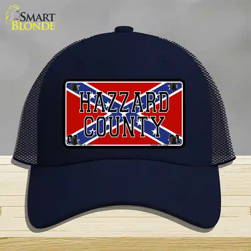 Hazard County Confederate Flag Novelty License Plate Hat Mesh / Navy