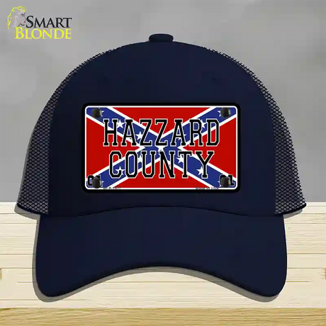 Hazard County Confederate Flag Novelty License Plate Hat Mesh / Navy