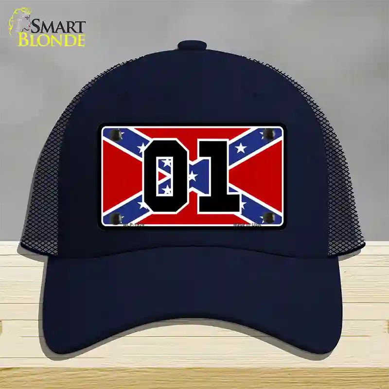 Confederate Flag 01 Novelty License Plate Hat Mesh / Navy