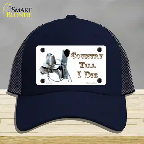 Country Till I Die Novelty License Plate Hat Mesh / Navy