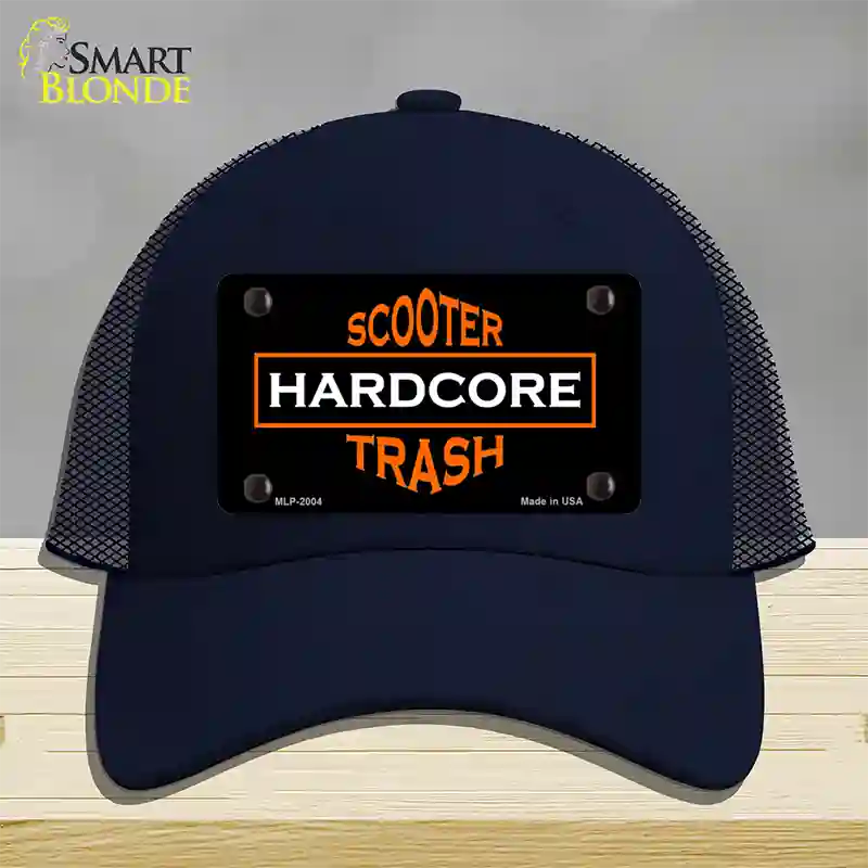 Hardcore Scooter Trash Black Novelty License Plate Hat Mesh / Navy