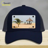 Tropical Beach Setting Novelty License Plate Hat Mesh / Navy