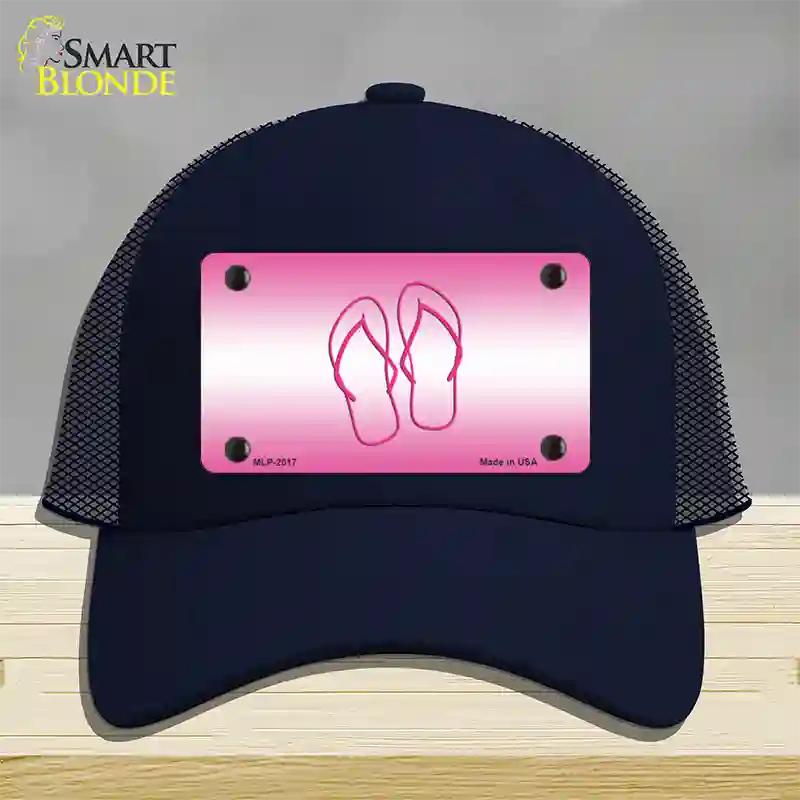 Flip Flops Pink Novelty License Plate Hat Mesh / Navy