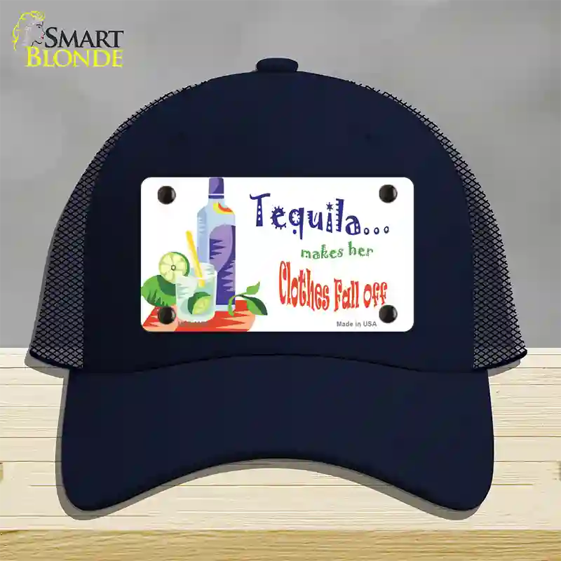 Tequila Makes Her Clothes Fall Off Novelty License Plate Hat Mesh / Navy