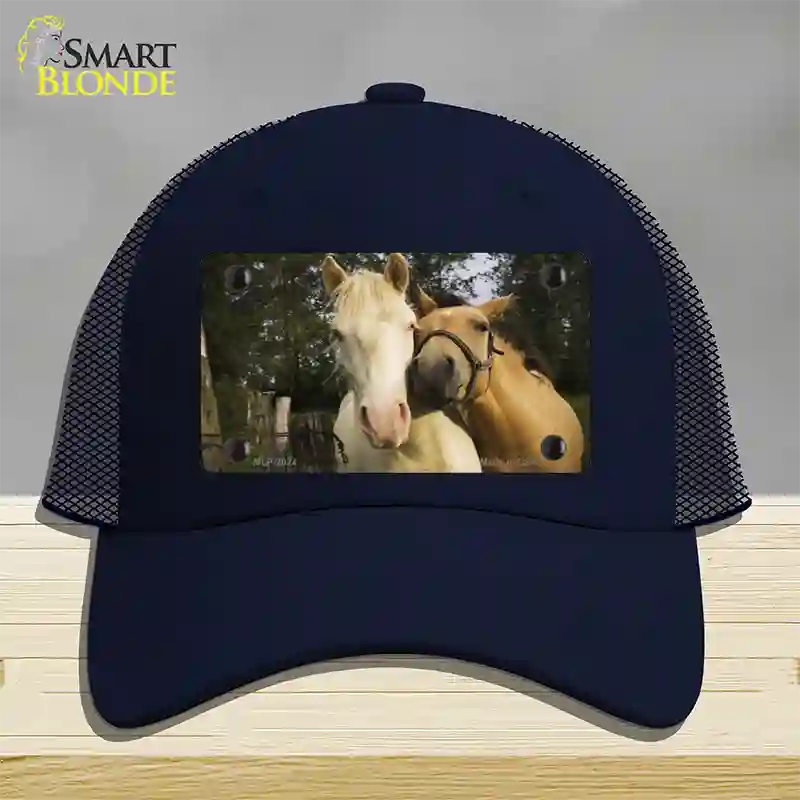 Horses Sweet On Each Other Novelty License Plate Hat Mesh / Navy