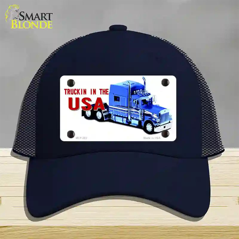 Trucking In The USA Novelty License Plate Hat Mesh / Navy