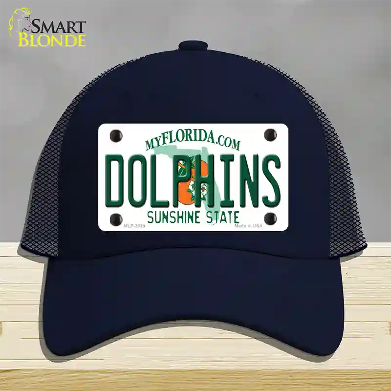 Dolphins Florida State Novelty License Plate Hat Mesh / Navy