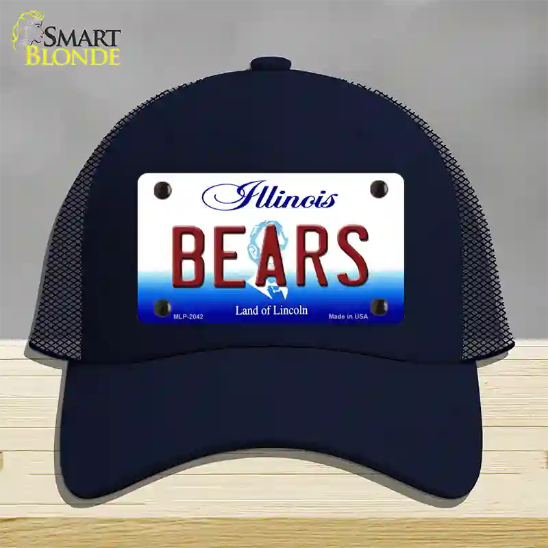 Bears Illinois State Novelty License Plate Hat Mesh / Navy