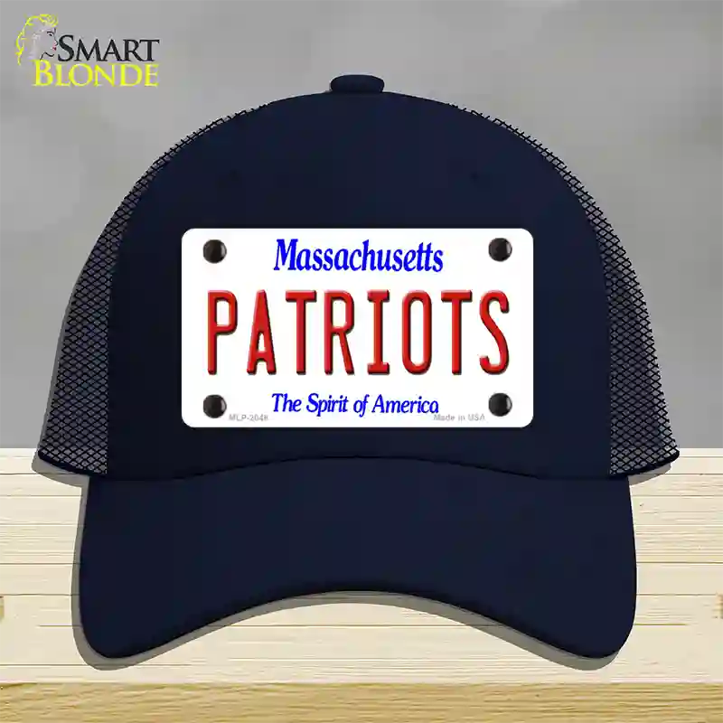 Patriots Massachusetts State Novelty License Plate Hat Mesh / Navy