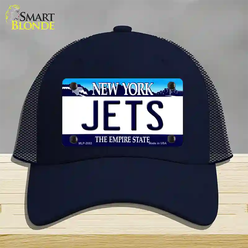 Jets New York State Novelty License Plate Hat Mesh / Navy