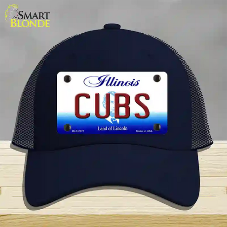 Cubs Chicago Illinois State Novelty License Plate Hat Mesh / Navy