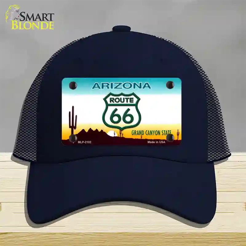 Route 66 Shield Arizona Novelty License Plate Hat Mesh / Navy