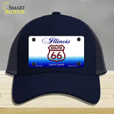 Route 66 Shield Illinois Novelty License Plate Hat Mesh / Navy