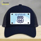 Route 66 Shield Kansas Novelty License Plate Hat Mesh / Navy