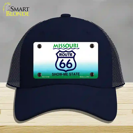 Route 66 Shield Missouri Novelty License Plate Hat Mesh / Navy