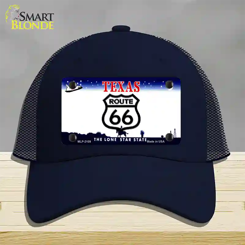 Route 66 Shield Texas Novelty License Plate Hat Mesh / Navy