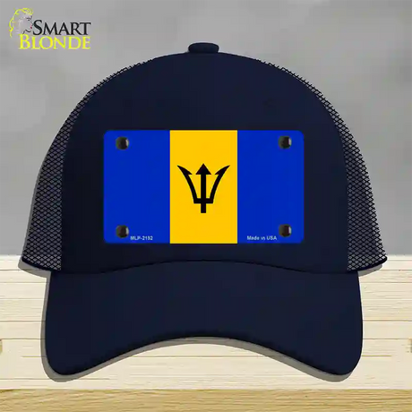 Barbados Flag Novelty License Plate Hat Mesh / Navy