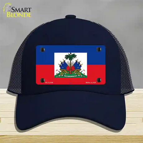 Haiti Flag Novelty License Plate Hat Mesh / Navy