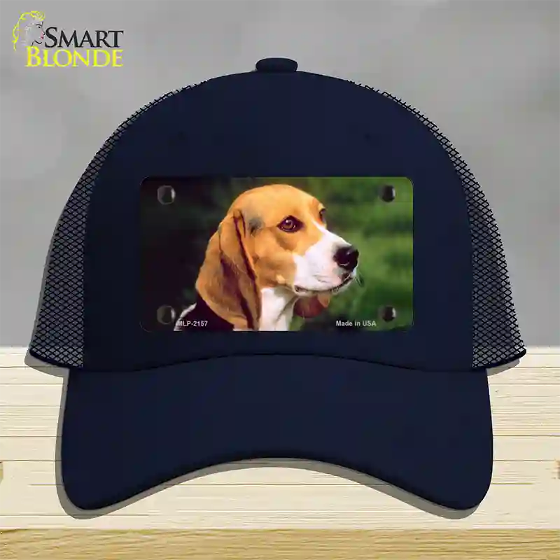 Beagle Dog Novelty License Plate Hat Mesh / Navy