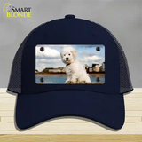 Bichon Frise Dog Novelty License Plate Hat Mesh / Navy