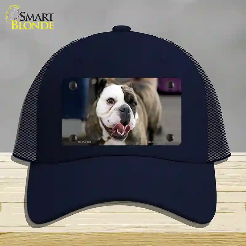 Bulldog Dog Novelty License Plate Hat Mesh / Navy