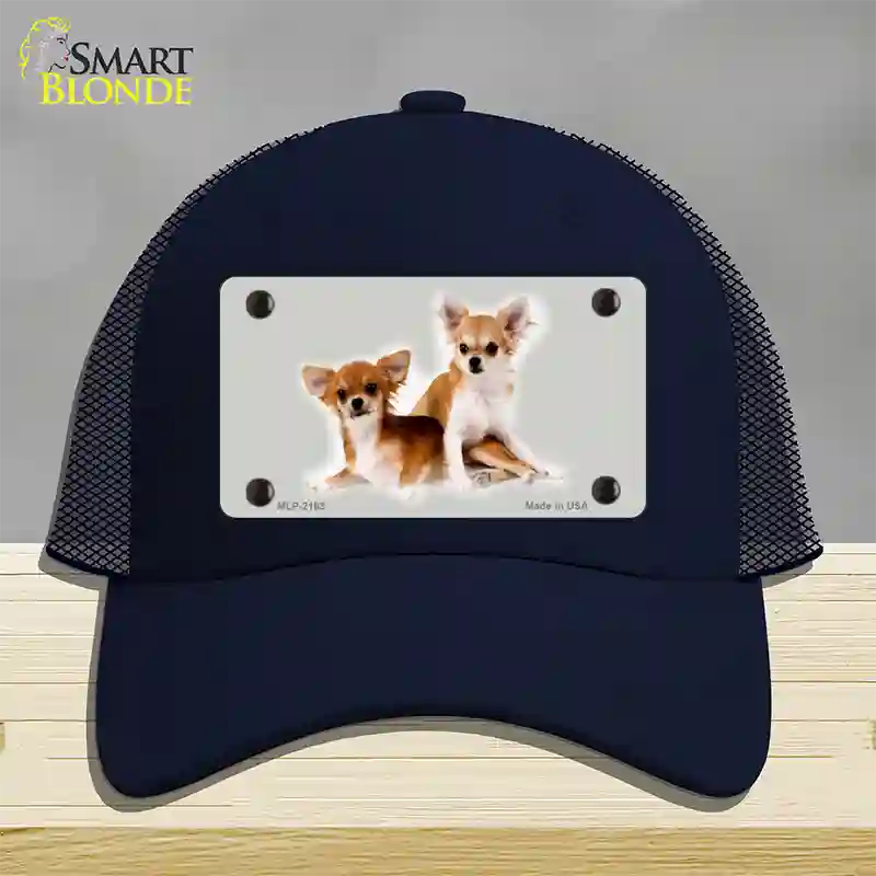 Chihuahua Dog Novelty License Plate Hat Mesh / Navy