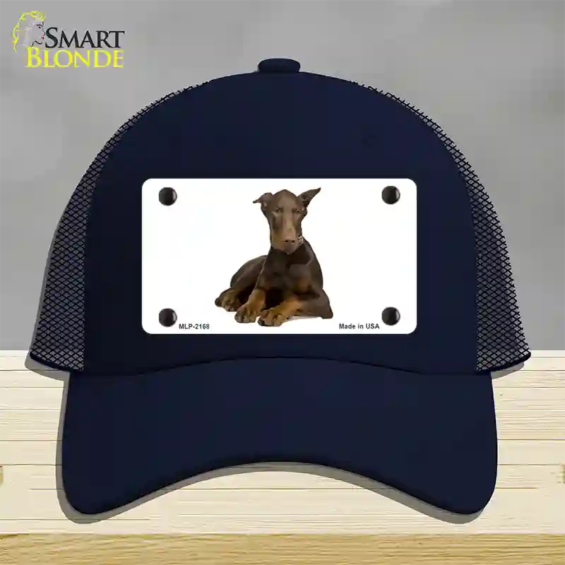 Doberman Pinscher Dog Novelty License Plate Hat Mesh / Navy