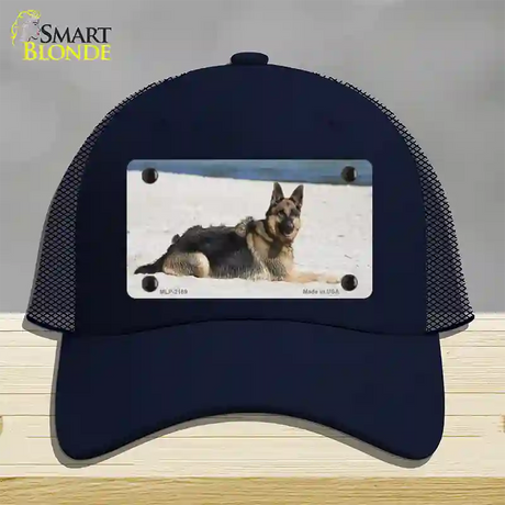 German Shepherd Dog Novelty License Plate Hat Mesh / Navy