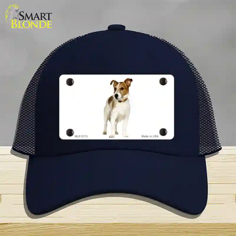 Jack Russell Terrier Dog Novelty License Plate Hat Mesh / Navy