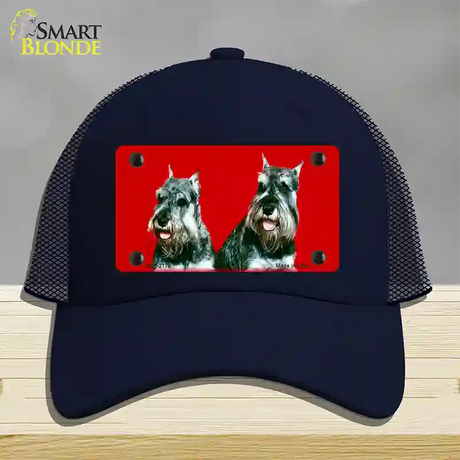 Schnauzer Dog Novelty License Plate Hat Mesh / Navy