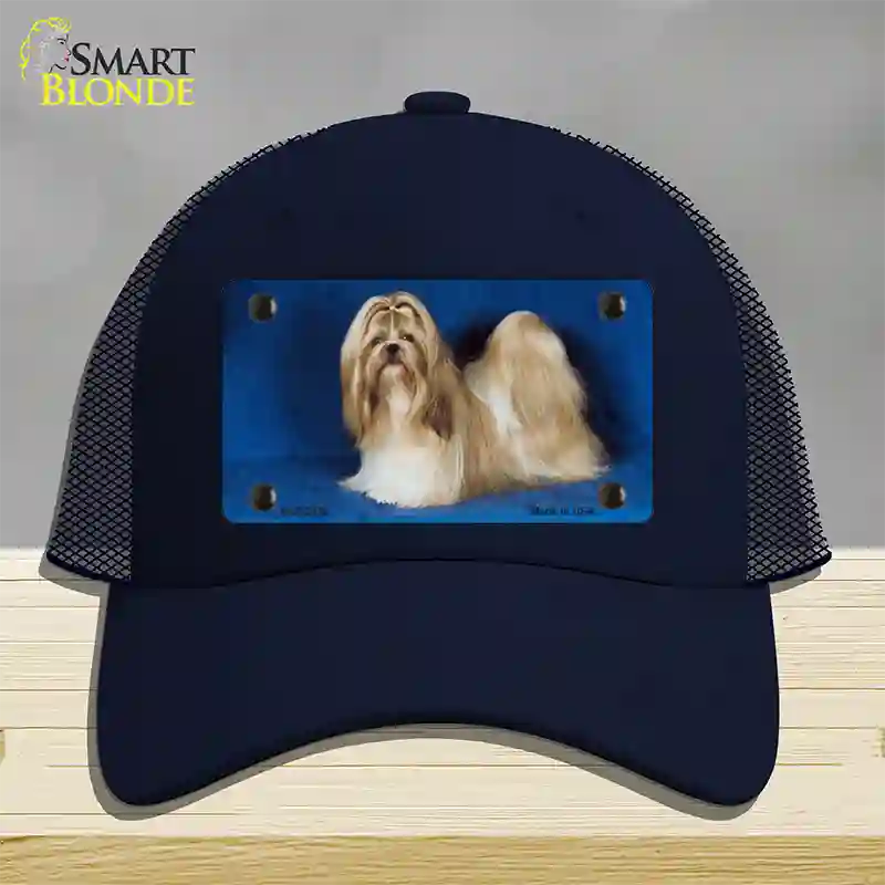 Shih Tzu Dog Novelty License Plate Hat Mesh / Navy