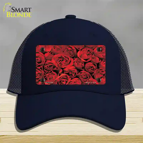 Red Roses Novelty License Plate Hat Mesh / Navy