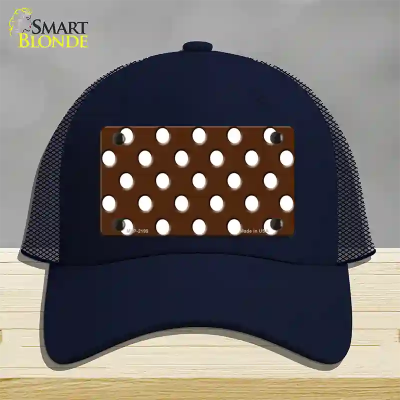 White Brown Polka DotsNovelty License Plate Hat Mesh / Navy