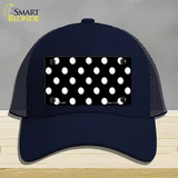 White Polka Dots Black Novelty License Plate Hat Mesh / Navy