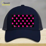 Hot Pink Polka Dots Black Novelty License Plate Hat Mesh / Navy