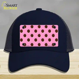 Chocolate Brown Polka Dots Pink Novelty License Plate Hat Mesh / Navy